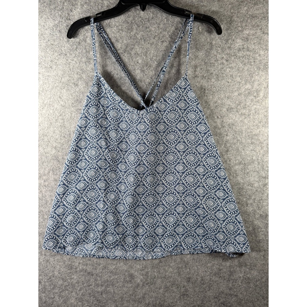 Hollister Blue White Medallion Print Strappy Crisscross Back Cami Top XS